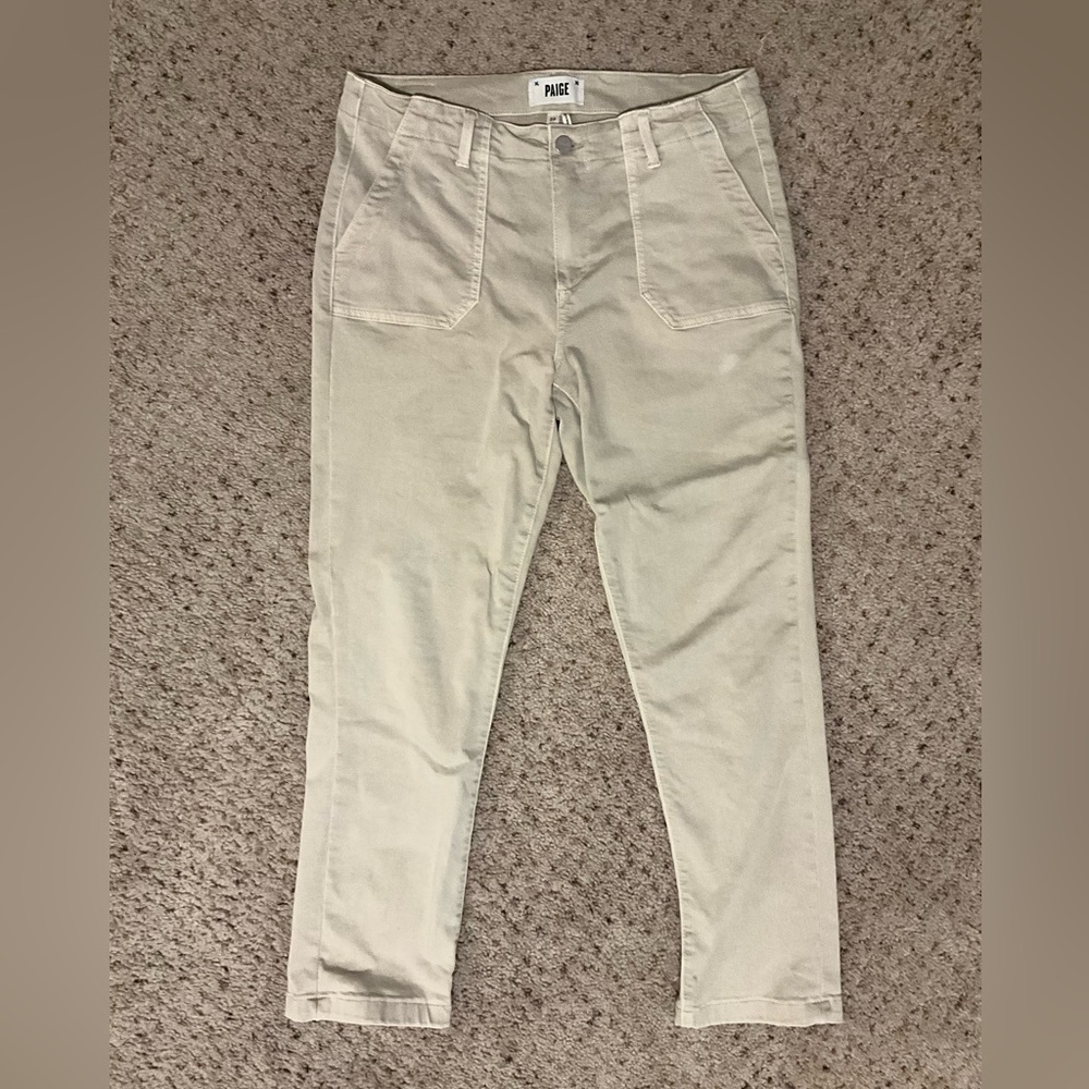 PAIGE $225 Mayslie Straight Ankle Pant Beige 29